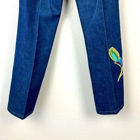 Vik Vizette Jeans High-Rise Butterfly Embroidery Flare Boot Cut Flat Front 26 - Picture 7 of 12